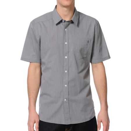 Volcom Why Factor End Charcoal Short Sleeve Button Up Shirt