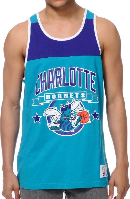 NBA Mitchell & Ness Hornets Turquoise Color Blocked Tank Top