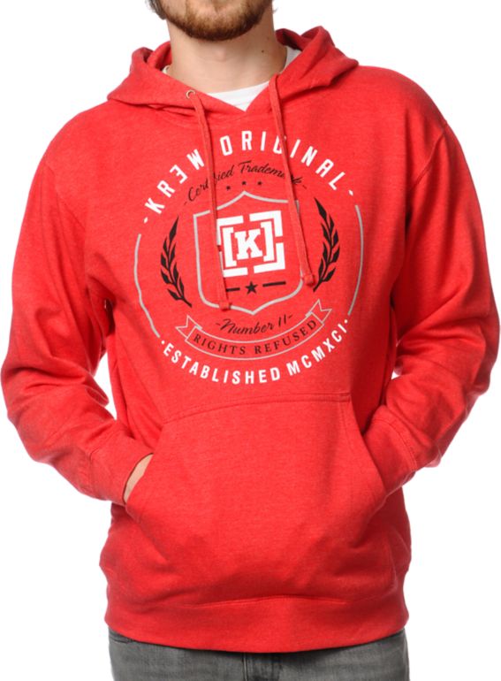 KR3W Shield Red Pullover Hoodie