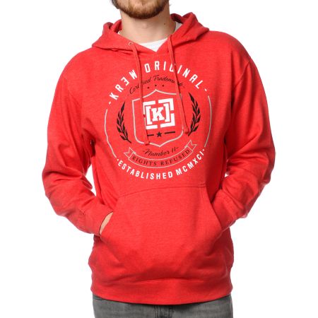 KR3W Shield Red Pullover Hoodie