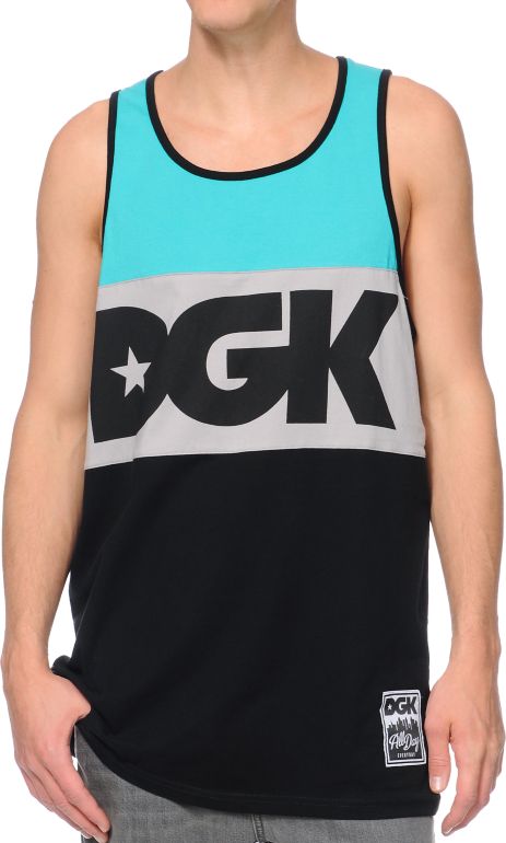 DGK Internationaly Known Teal, Grey & Black Tank Top