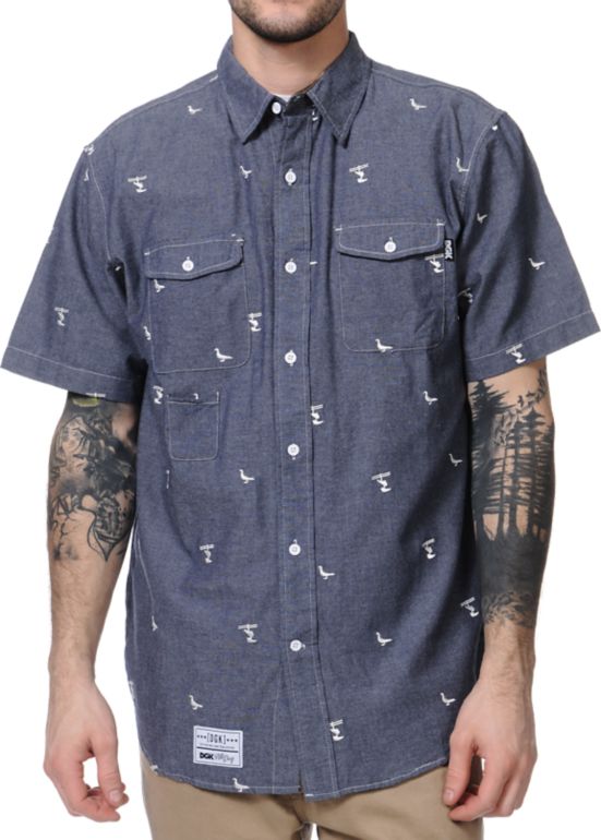DGK Iconic Light Blue Short Sleeve Button Up Shirt