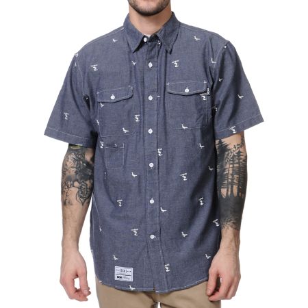 DGK Iconic Light Blue Short Sleeve Button Up Shirt