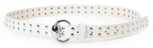 Super Trader Studded White Skinny Belt