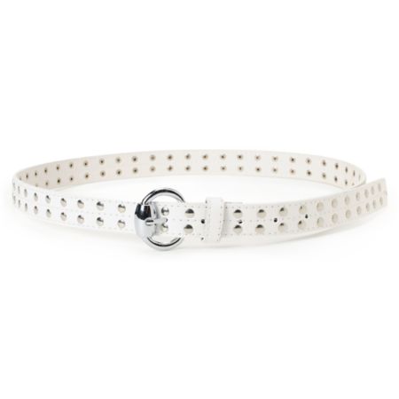 Super Trader Studded White Skinny Belt