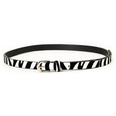 Super Trader Zebra Print Black & White Skinny Belt