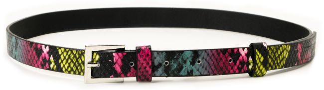 Super Trader Teal & Pink Snake Print Skinny Belt