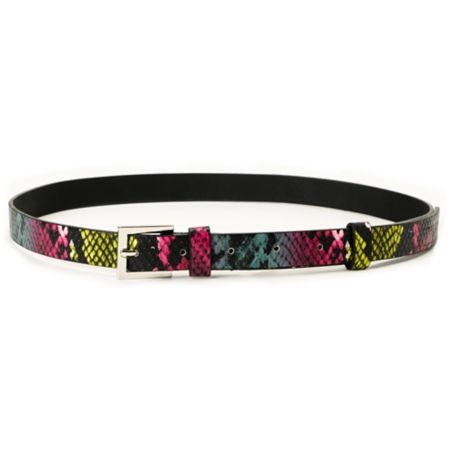 Super Trader Teal & Pink Snake Print Skinny Belt