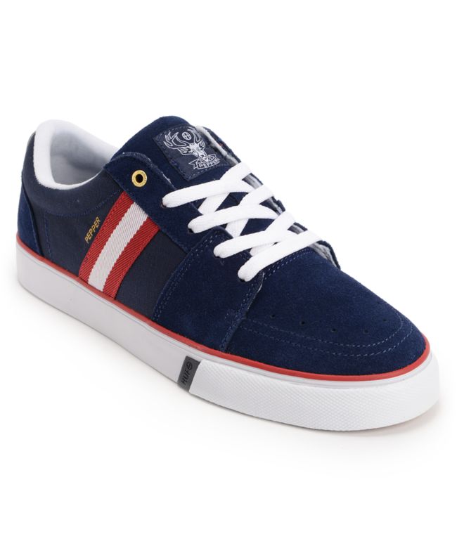Huf Pepper Pro Navy, Red, & White Suede Skate Shoe