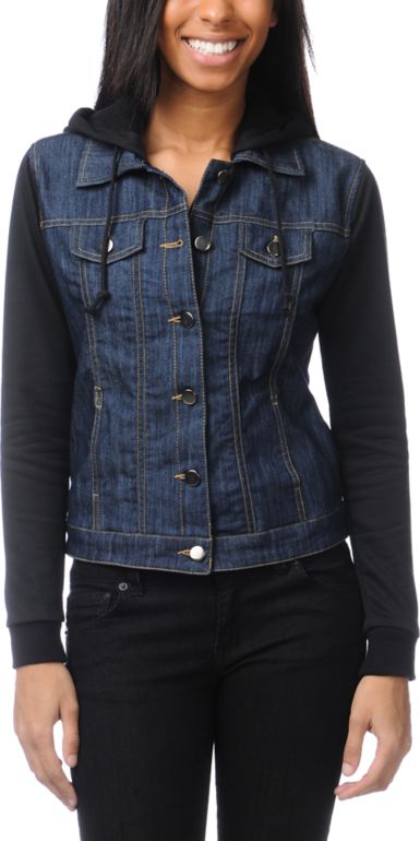 Thread and Supply Raw Jean Black Hooded Jacket