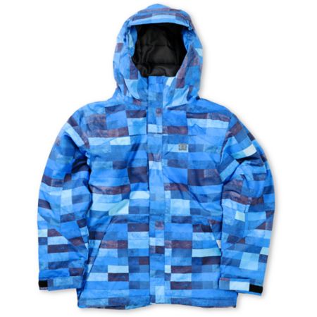 DC Boys Amo K Blue Plaid 5K Snowboarding Jacket 2013