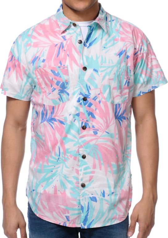 Analog Crockett Hawaiian Print Button Up Shirt