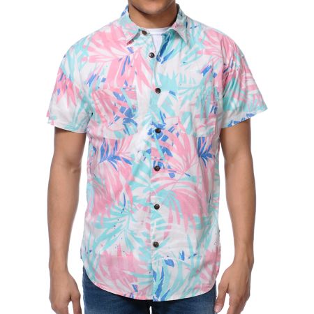 Analog Crockett Hawaiian Print Button Up Shirt