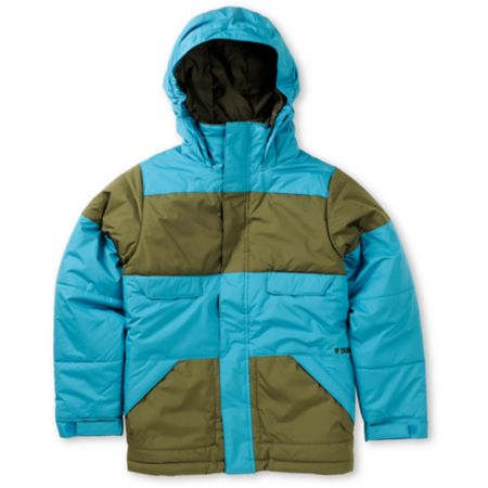 Burton Boys TWC Warm & Friendly 10K Olive & Blue Snowboard Jacket 2013