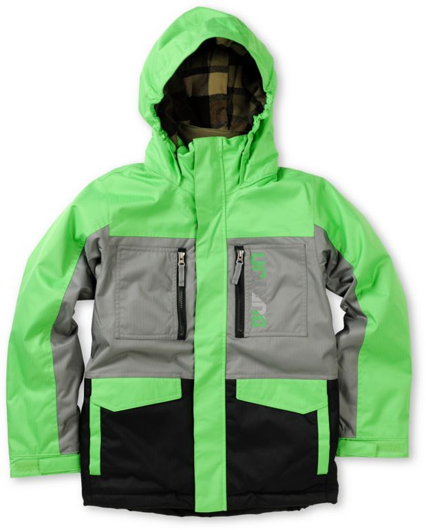 Burton Boys Distortion 10K Green, Grey & Black Snowboard Jacket 2013
