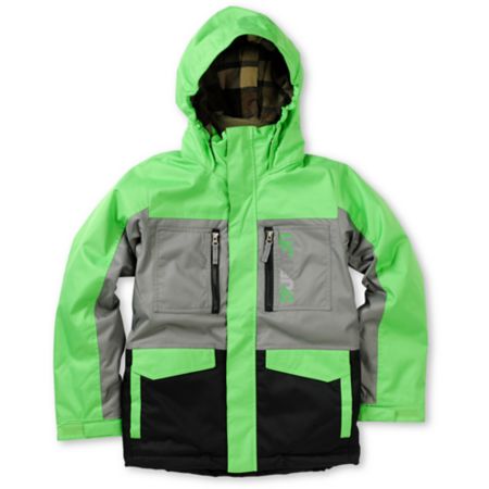 Burton Boys Distortion 10K Green, Grey & Black Snowboard Jacket 2013