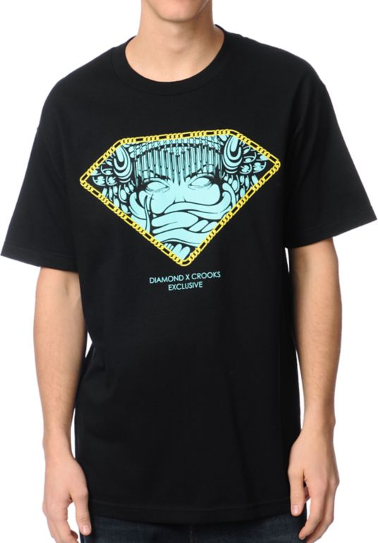 Diamond Supply x Crooks & Castles Exclusive Black Tee Shirt