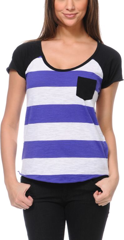 Zine Girls Purple & White Stripe Tee Shirt