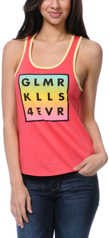 Glamour Kills 4 EVR coral Racerback Tank Top