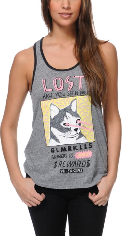 Glamour Kills Twinkles Is Lost Grey Racerback Tank Top