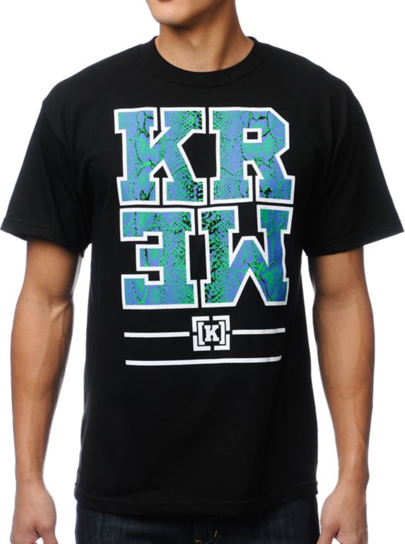 KR3W Snake Block Black Tee Shirt