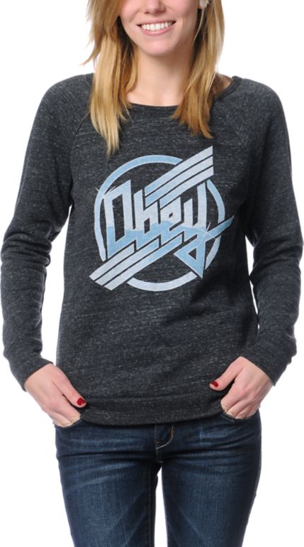 Obey Girls To Rock And Not To Roll Crew Neck Sweatshirt
