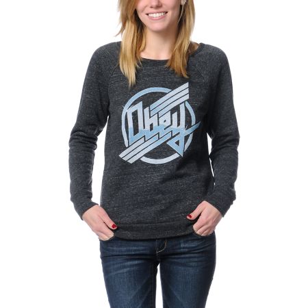 Obey Girls To Rock And Not To Roll Crew Neck Sweatshirt 