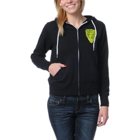 Obey Girls Facing Dynamite Black Zip Up Hoodie