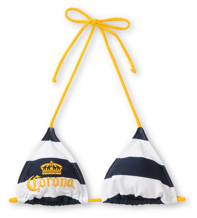 Corona Swim Striped Navy Blue Triangle Bikini Top