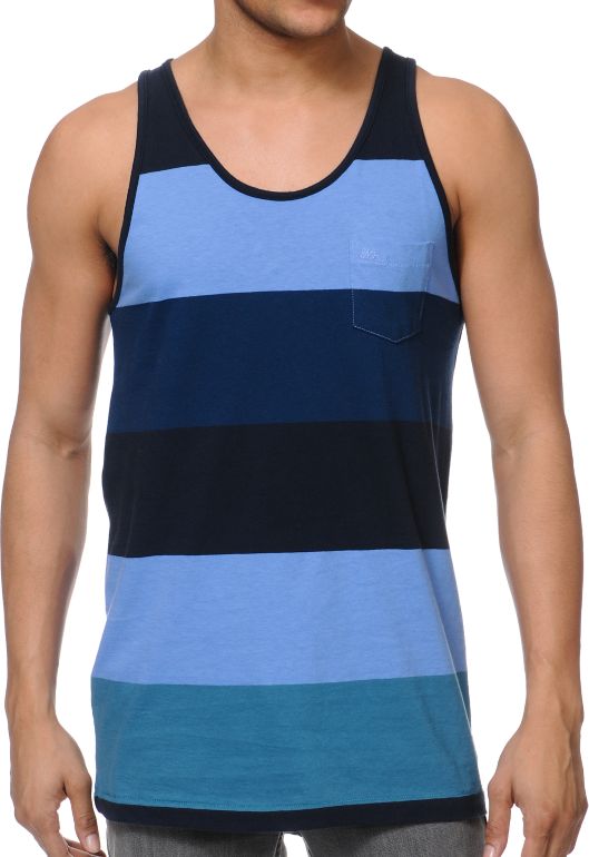 Imperial Motion Rufus Navy & Blue Stripe Tank Top