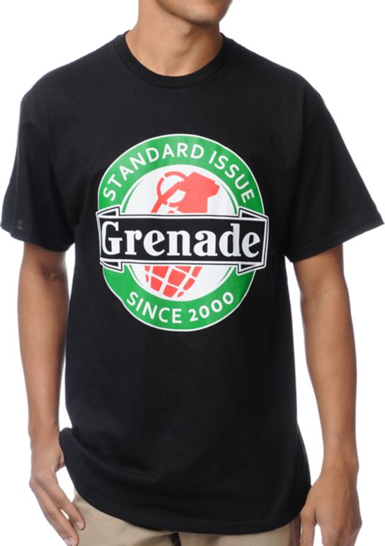 Grenade Logo Crest Black Tee Shirt