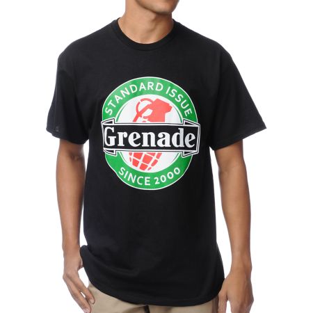 Grenade Logo Crest Black Tee Shirt