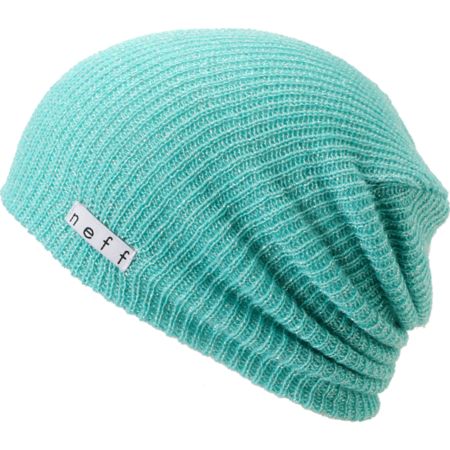 Neff Daily Sparkle Turquoise & Silver Slouchy Beanie