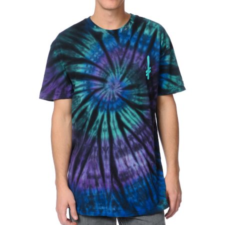 Deathwish Logo Green & Purple Spiral Tie Dye Tee Shirt