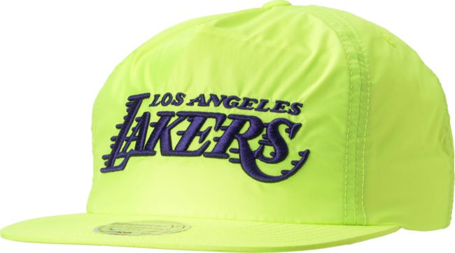NBA Mitchell And Ness LA Lakers Neon Yellow Snapback Hat