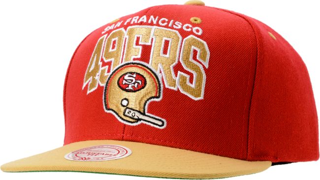 NFL Mitchell and Ness 49ers Arch Helmet 2Tone Red Snapback Hat