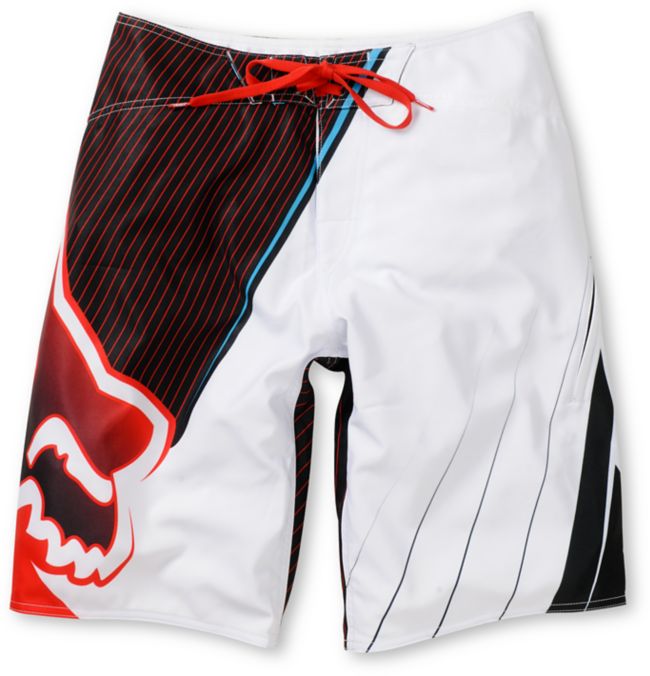 Fox In Flight Red White Black Board Shorts