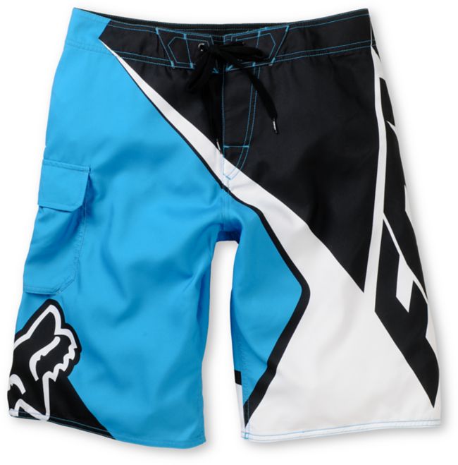 Fox Spike Sym Blue, White & Black Board Shorts