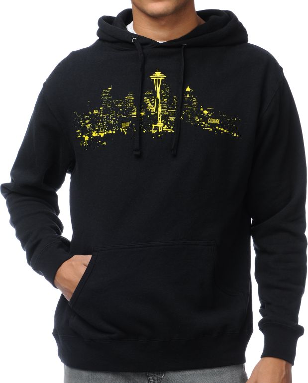 Casual Industrees Sky Light Black Pullover Hoodie