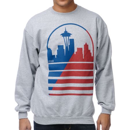 Casual Industrees Seattle Shadow Skyline Grey Crew Neck Sweatshirt