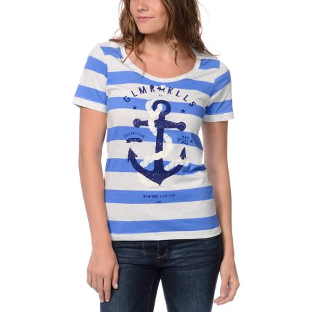 Glamour Kills Girls The Union Blue & White Tee Shirt