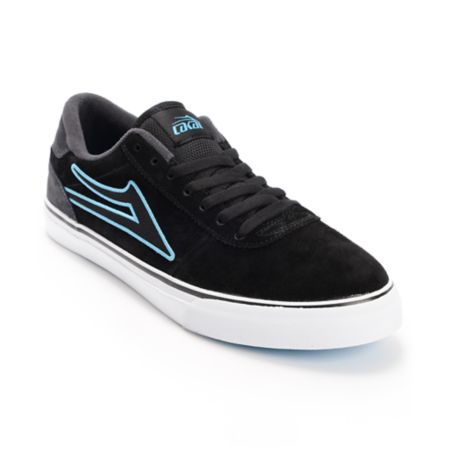 Lakai Manchester Black, Grey, & Blue Suede Skate Shoe