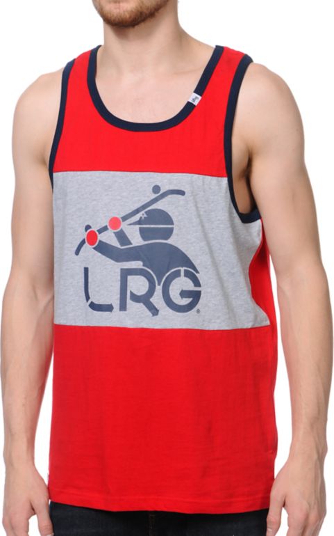 LRG South Sider Red Grey & Navy Tank Top