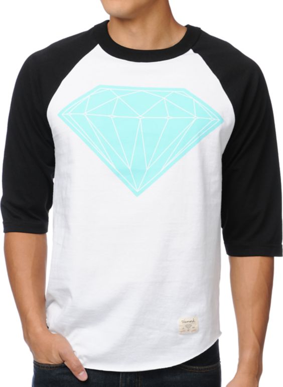 Diamond Supply Big Brilliant White & Black Baseball Tee Shirt