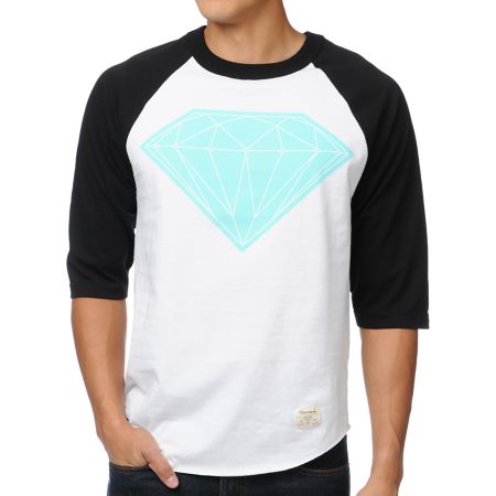 Diamond Supply Big Brilliant White & Black Baseball Tee Shirt