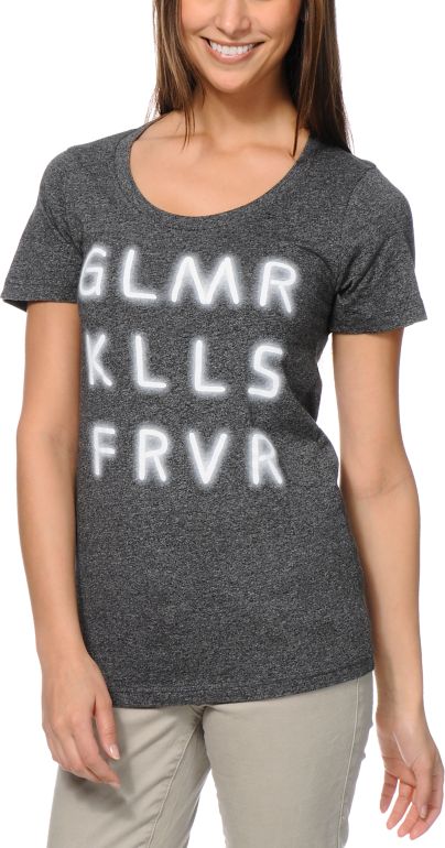 Glamour Kills Name In Lights Heather Black Tee Shirt