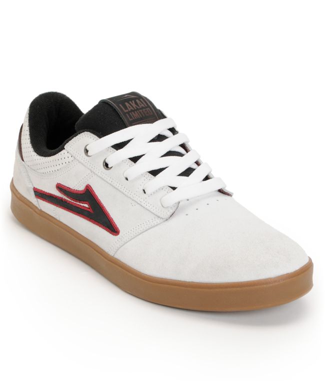 Lakai Linden White & Gum Suede Skate Shoe