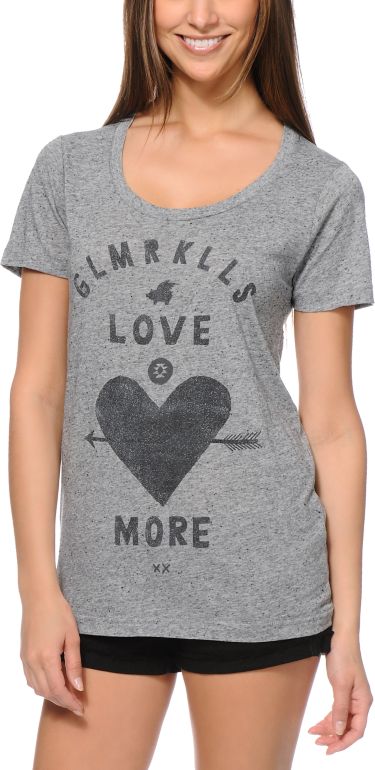 Glamour Kills Love More Heather Grey Tee Shirt