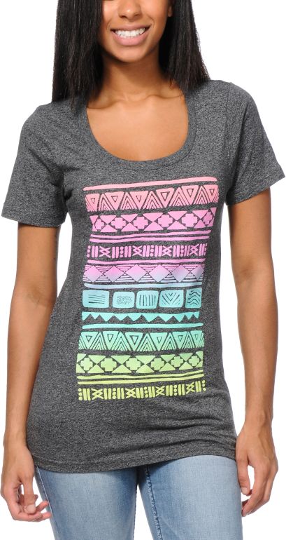 Glamour Kills Aztec Spectrum Heather Black Tee Shirt