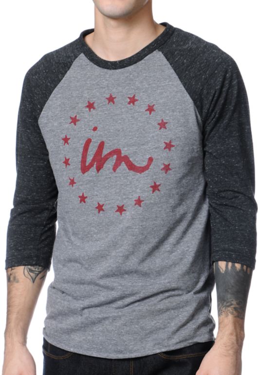 Imperial Motion Classic Pride Grey Raglan Baseball Tee Shirt